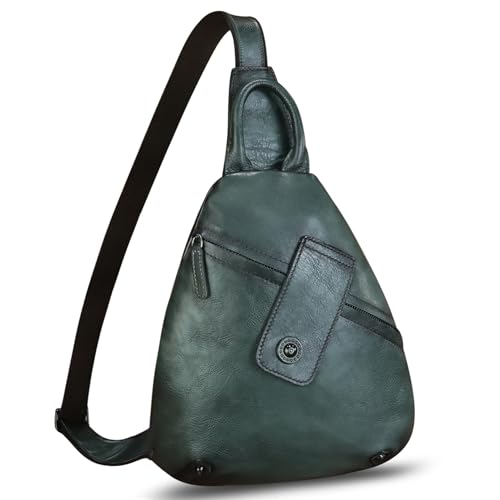 Genuine Leather Sling Bag for Men and Women Classical Real Leather Sling Backpack Purse Crossbody Bag for iPad Pro 11 inch