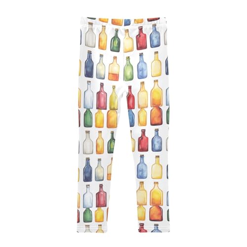 Watercolor Colorful Beer Bottles Girls Leggings Kids Yoga Pants Dance Active Tights 4T2