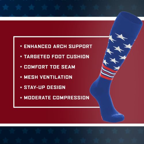 Image of TCK Baseball Socks & Softball Socks | USA Made American Flag & Patriotic Stars, Stripes | Youth Boys, Girls, Men & Women