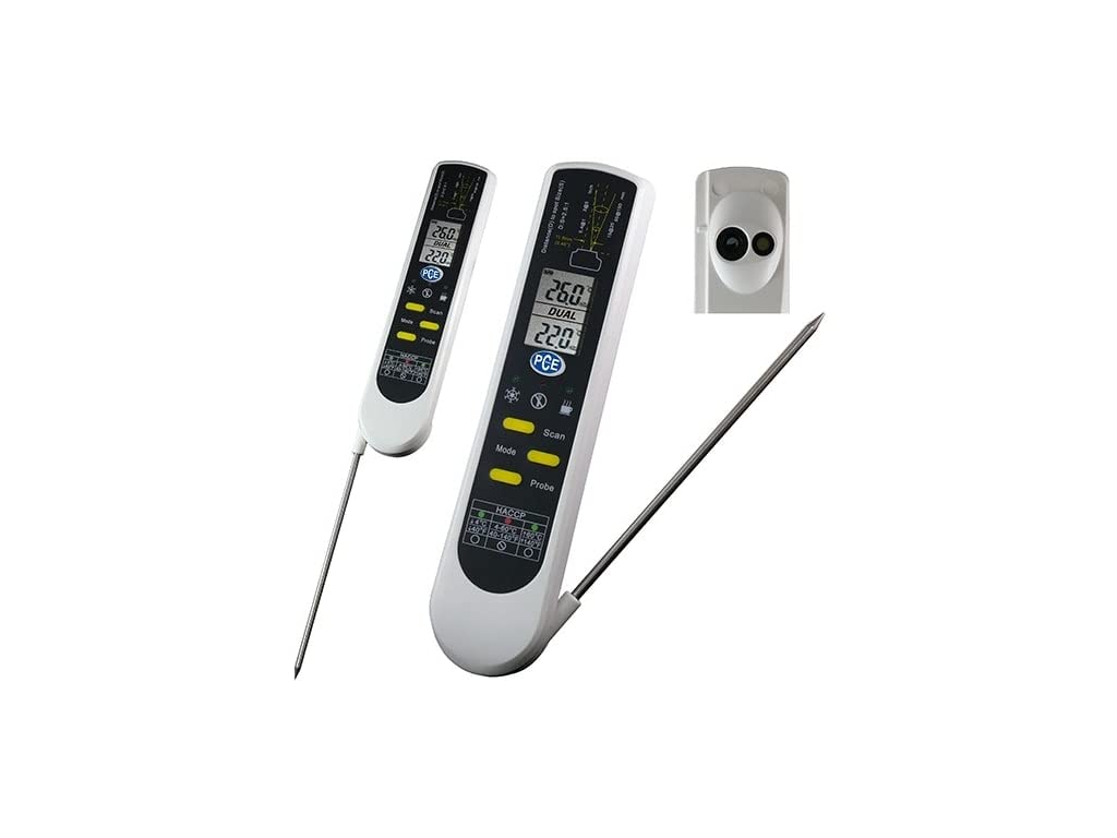 PCE Instruments Termómetro para alimentos con sensor de penetración plegable y medición por infrarrojo