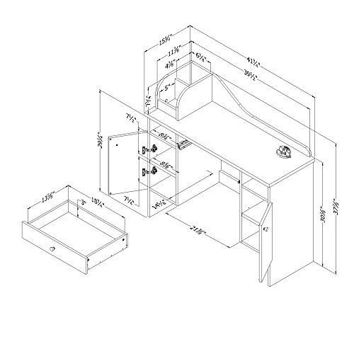 South Shore Make-Up Dressing Table With 2 Doors And Storage Baskets, Pure White #TOP6