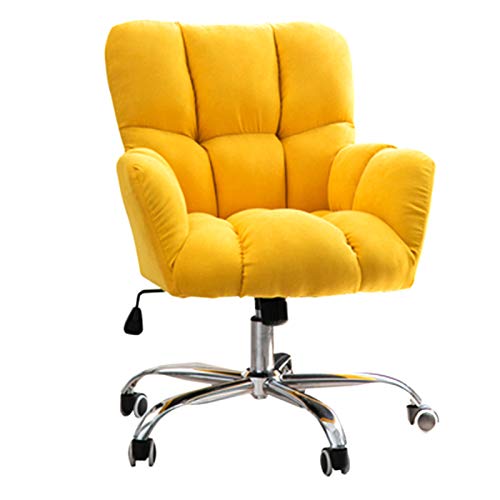 Silla de Oficina Moderna de Terciopelo con Respaldo Medio y apoyabrazos, Silla ergonómica de Escritorio para niñas, Bonita Silla giratoria Rosa para Ordenador para el Ocio