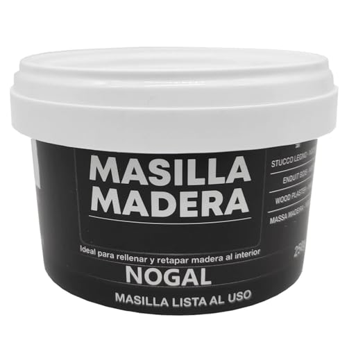Masilla para madera de relleno y acabados para tapar fisuras, grietas, agujeros en muebles o sillas, uso interior para profesionales, lista para uso inmediato, 250g (Nogal)