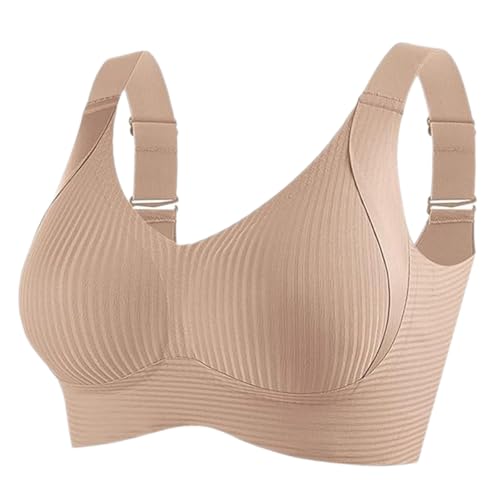 Floralshe Brasier, Sujetador sin Aros Ajustable de Cuatro Botones for Mujer, Suave, cómodo y sin Costuras, Soporte Completo(Beige,2XL)