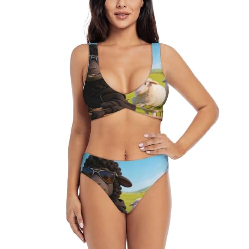 Maillot de bain deux pièces triangle Cool Sheep avec rembourrage amovible anti-pression