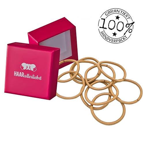 HAARallerliebst® Pack of 20 Thick Beige Hair Bobbles Colour Golden Blonde, Metal-Free Braid Elastics - Image 4
