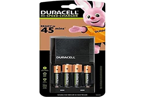 Duracell - Caricatore rapido, 45 minuti, 2 x aa e 2 x aaa