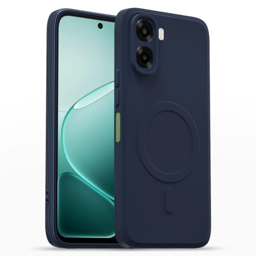 Image of Pikkme Back Cover for Oppo A6X 5G Soft Matte Silicone Mag-Safe Design (Mag-Safe Not Support) Camera Protection | Slim Fit Bumper Cover (Blue)