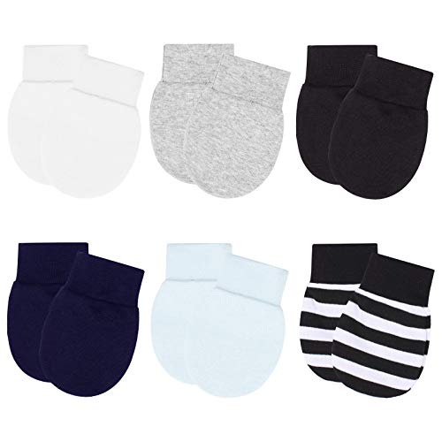 Newborn Cotton Mittens Baby Boys Girls Gloves Infant No Scratch Mittens 0-6 Months (6Pairs-B)