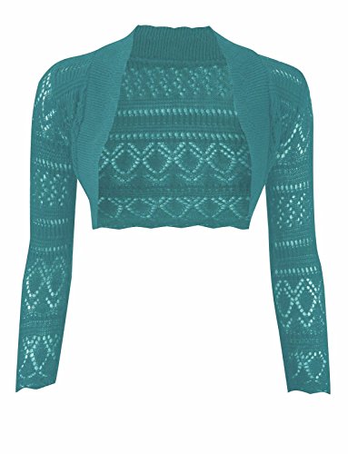 Bolero de crochet verde teal que cubre tus brazos con vestidos de tirantes