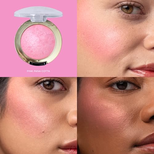 Image of Milani Baked Blush, Updated Powder Blush for Cheeks, Cruelty Free Makeup - Shape, Contour & Highlight Face for a Shimmery or Matte Finish - Pink Panna Cotta