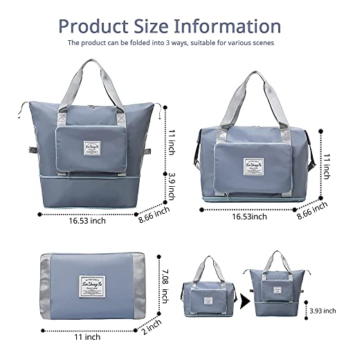 Large Capacity Foldable Travel Bag, Expandable Waterproof Carry on Bag, Dry and Wet Separation Spor Duffel Bags4