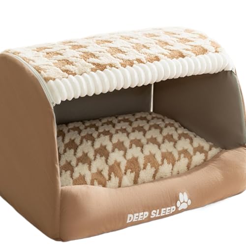 REENEW 犬 ベッド 洗える 猫 ベッド 猫ハウス ペットベッド ペットハウス 冬用 ペット用品 ドーム型 ペットクッション 寝床 休憩所 保温 防寒 もこもこ あったかい 取り外し可能 ふわふわ ふかふか 滑り止め 室内用寒さ対策 (L(55*43*