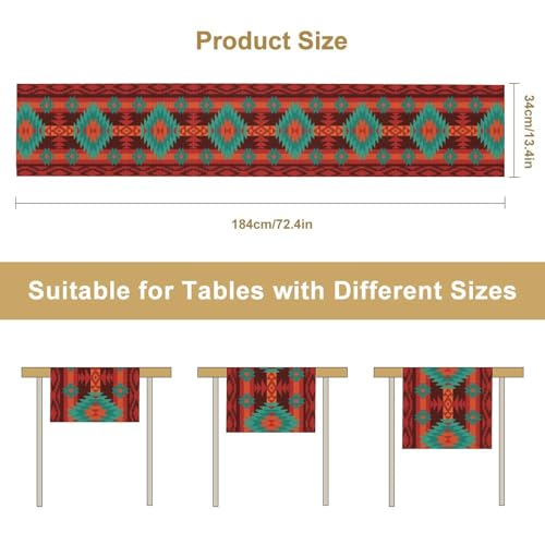 Image of Aztec Table Runner,Native American Ethnic South Western Navajo Mexican Decor Boho Geimetric Table Runner Tribal Table Setting Decor for Garden Farmhouse Wedding 13x72 Inch