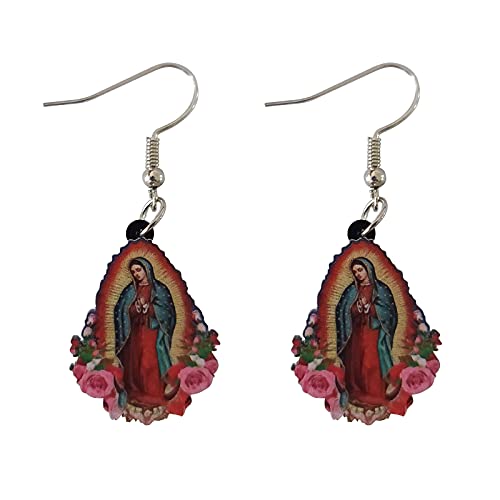 ROSTIVO Christmas Earrings for Women Cute Acrylic Virgin Mary Earrings