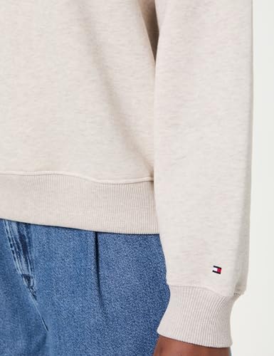 Tommy Hilfiger Damen Sweatshirt ohne Kapuze, Elfenbein (Heather Oatmilk), XXXL – Ansicht 4