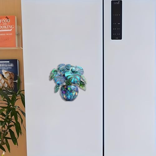 Imán de nevera acrílico forma planta monstera 3.15 pulg miniatura 4