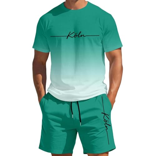 Ensemble homme T-shirt et short vert XXXXXL léger pour une tenue décontractée d'été