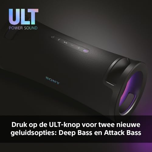 Sony ULT FIELD 7 - Draadloze Bluetooth speaker met ULT POWER SOUND, Ultieme diepe bas, X gebalanceerde luidspreker, 30 HR batterij, IP67, waterdicht, LED-verlichting, microfoon, gitaaringang - Zwart - Afbeelding 5