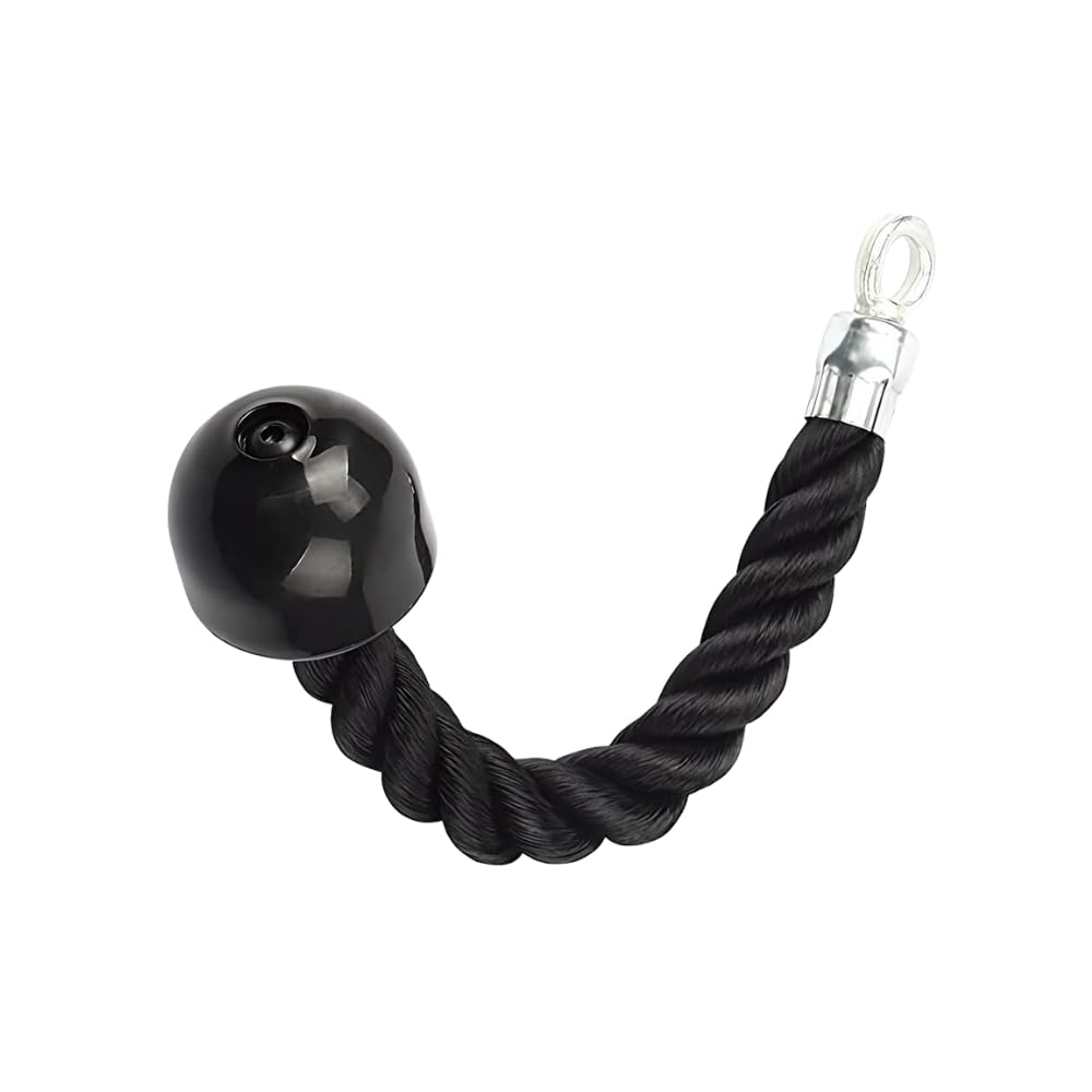 Tricep Rope Single Grip Pull Down Bicep Cable Attachment Exercises Black Nylon 14.5" GH7149-image-19