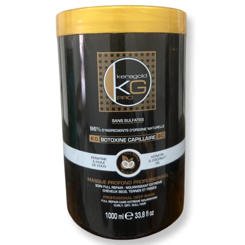 Keragold Pro - Botoxina capilar - Sin sulfatos - 96% ingredientes naturales - 1000 ml (BC queratina y aceite de coco)