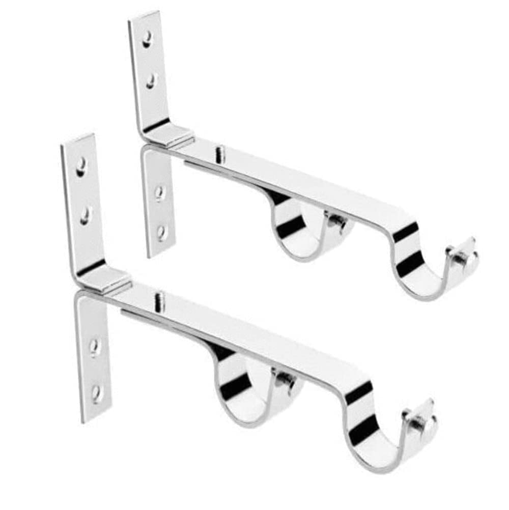 UNIQUELLA Pack of 2 Glossy Heavy Duty Curtain Rod Brackets Double ...