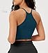 ODODOS Women's Crop Camisole 3-Pack Washed Seamless Rib-Knit Crop Tank Tops, Beige Coral Teal, X-Small/Small