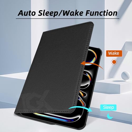 Image of TGK Rotating Case for iPad Pro 11 Inch M5 2025 /M4 2024 Model A3357 /A3358 /A3359 /A2836 /A2837 /A3006, Cover for 6th /5th Gen iPad Pro 11 inch Black