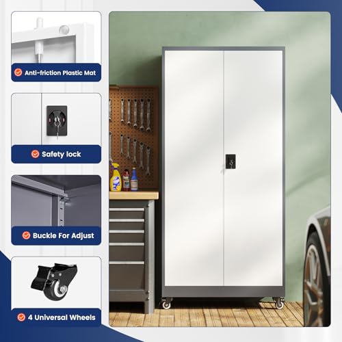 image for Yizosh Metal Garage Storage Cabinet with Locking Doors and Adjustable 