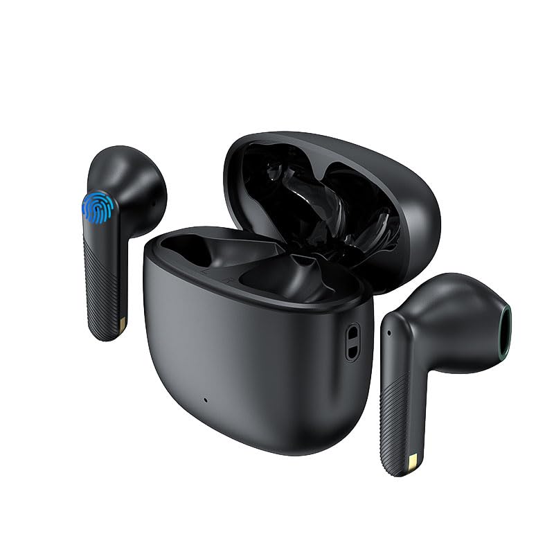 True Wireless Earbuds Touch Control, in-Ear Bluetooth 5.3 Gaming Headphones Headset, T81TWS Noise Cancelling with Wireless Charging Case, Built-in Mic, IPX5 Sport Headphones, Type-C Fast Charge Black