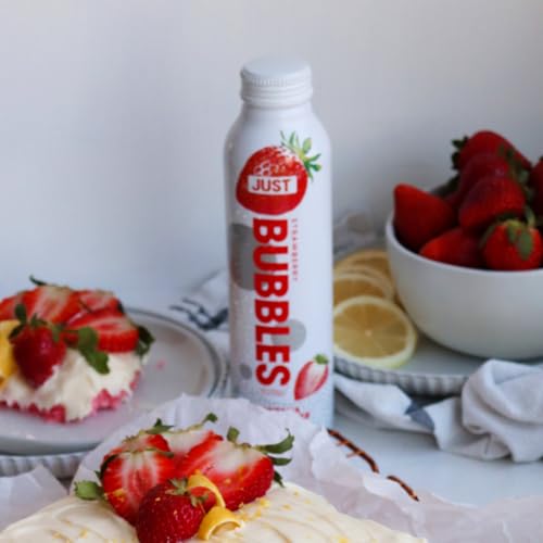 Image of JUST Bubbles Strawberry- Pure Premium Sparkling Spring Water in a Fully Recyclable Reusable Eco-Friendly Bottle - 100% Mountain-Sourced Carbonated Water with Naturally Occurring Minerals, 16 Fl Oz