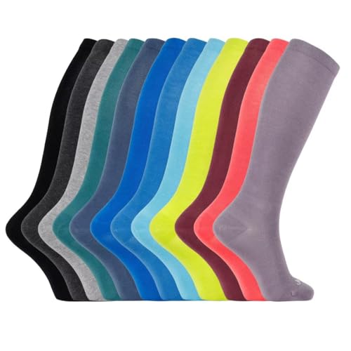 ja vie JAVIE Comfy Pima Cotton Compression Socks for Men & Women, Knee High Plain Color Stockings (15-20 mmHg)