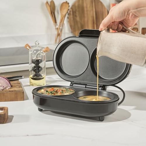 Salter XL Dual Omelette Maker – Non-Stick Deep Fill Cooking Plates, Double Egg Cooker, Makes 2 Omelettes, No Flipping Required, Cook With Little To No Oil, Fast Preheat, Easy Clean, 850W