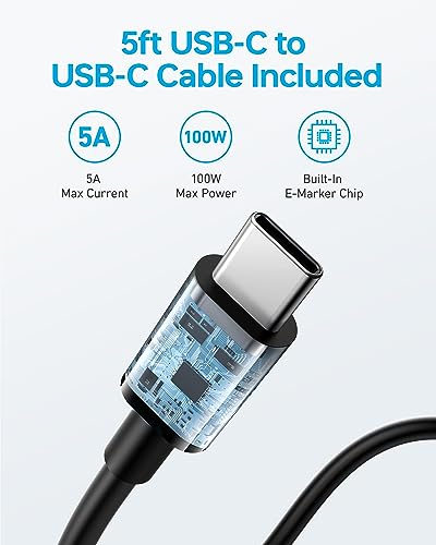 MacBook Pro-oplader, 100W-USB-C-oplader, compacte en opvouwbare snellader met PowerIQ 3.0 voor MacBook Pro, MacBook Air, iPad Pro, iPhone 14, Samsung Galaxy en alle USB-C-apparaten (incl. 1,5m-kabel) - Afbeelding 7