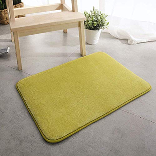 玄関マット 屋内 室内 ドアマット バス 丸洗い 速乾吸水 足ふきマット 滑り止め 柔らかい 厚手 無地 フロアマット 洗面台 寝室 風呂 抗菌 防カビ (50x80cm イエロー)