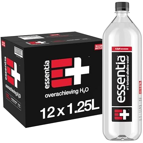 Essentia Water LLC , 99.9% Pure, Infused with Electrolytes for a Smooth Taste, pH 9.5 or Higher; Ionized Alkaline Water, Black, 42.3 Fl Oz (Pack of 12) Cover