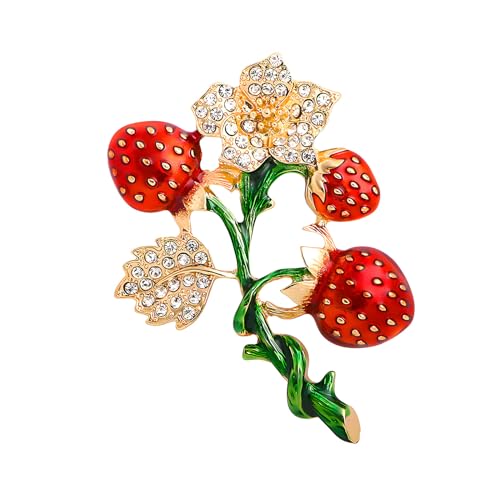 Image of WCRAZYE Red Strawberry Brooch Pin for Women Girls Cute Enamel Fruit Brooches Badges for Clothing Backpacks Bag Fashion Brooches Plant Lapel Pin Accessories Jewelry Gift