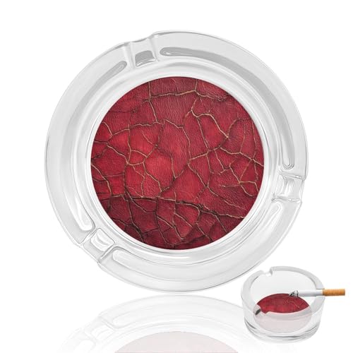 Posacenere in vetro con texture in pelle rossa incrinata per sigarette Posacenere decorativo portatile per la decorazione di casa e ufficio