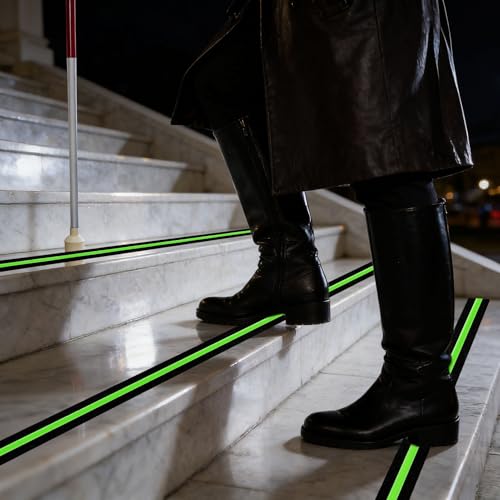 Image of Glow in Dark Anti Slip Tape, 2 inch x50FT Heavy Duty Waterproof Safety Grip Tape for Stairs, Pool, Bathroom - Black & Glow Stripe Indoor /Outdoor Multi-Purpose Traction Tape