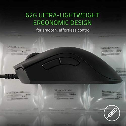 Razer DeathAdder v2 Mini Gaming Mouse: 8500K DPI Optical Sensor - 62g Lightweight Design - Chroma RGB Lighting - 6 Programmable Buttons - Anti-Slip Grip Tape Included - Classic Black - 1