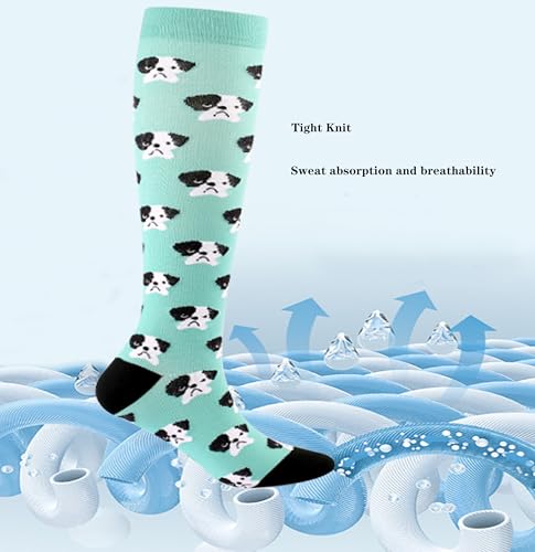 Image of Women's Knee High Compression Socks for Running Work Support Nurses Pregnancy Travel,Colorful Over The Calf Socks,#W402