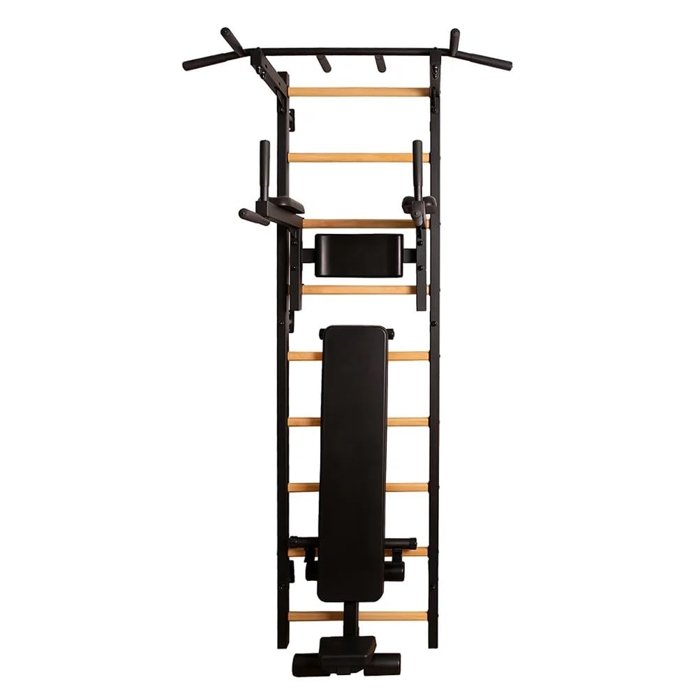 BenchK 723B Wallbar Stall Bar Power Tower Compact Fitness Solution with Steel Frame and Fixed Metal Pull Up