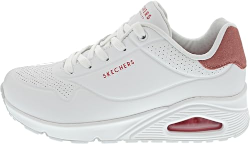 Skechers Uno, Sneaker Donna, White Durabuck Coral Suede Trim, 37 EU