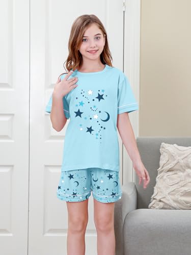 Umeyda Girls Pajamas Set, 100% Cotton Pjs Cartoon Pattern 3PCS Sleepwear Lounge for Kids Size 5-142