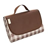 Foldable Portable Picnic Blanket Thickened Waterproof Beach Lightweight Camping Tent Grassland Mat for Parties Travel Outdoor(145x80cm Coffee)