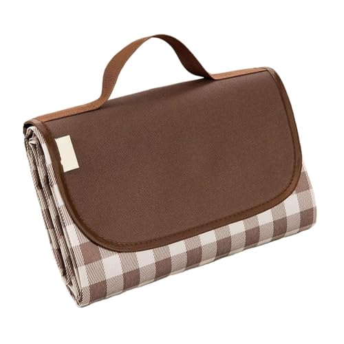 Foldable Portable Picnic Blanket Thickened Waterproof Beach Lightweight Camping Tent Grassland Mat for Parties Travel Outdoor(145x80cm Coffee)