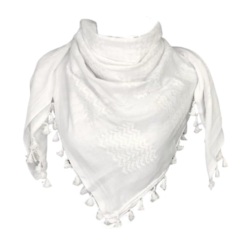 AllKindGiftsPalestine Keffiyeh Shemagh Unisex Scarf 48x48 Cotton Arafat Hatta Arab Style Scarf With Long Tassle