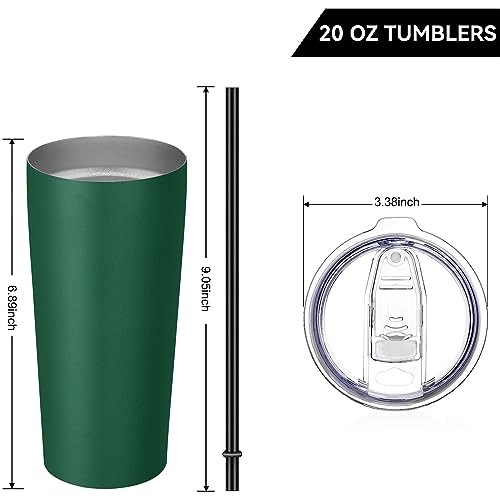Image of VEGOND 20oz Tumbler Stainless Steel Tumbler with Lid And Straw Vacuum Insulated Double Wall Travel Coffee Mug(dark green package 6)