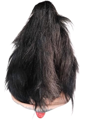 Image of BookMyCostume Kali Mata Rubber Mask for Fancy Dress - Grey Color Goddess with Attached Hair|Religious Role for Kids & Adults|Kali Devi Costume Accessory