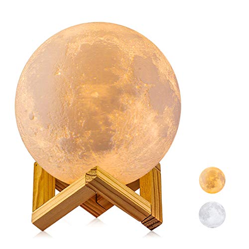 Moon Lamp, LOGROTATE 2 Colors Kids Night Light RGB Led Moon Light with Stand, Moon Light Lamps with Touch Control and USB Recharge, Moon Light Lamps for Kids Friends Lover Birthday Gifts (4.0 inch)